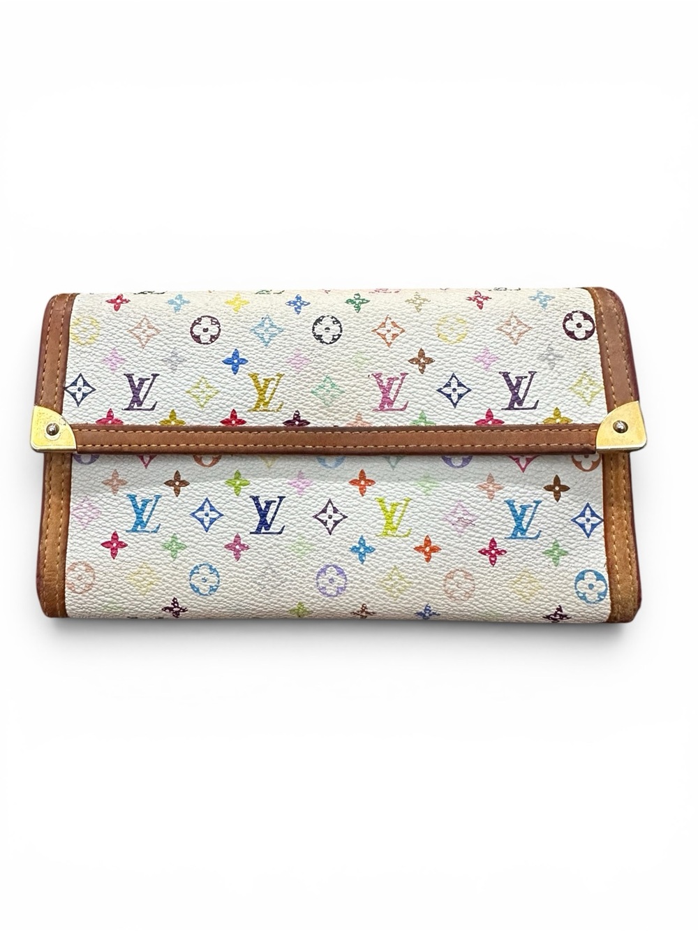 Louis Vuitton Takashi Murakami White Multicolore Porte-Trésor International 2005